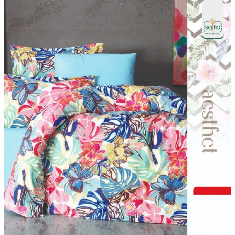 Softia Ranforce Colored Leafs %100 Pamuk Nevresim Takımı